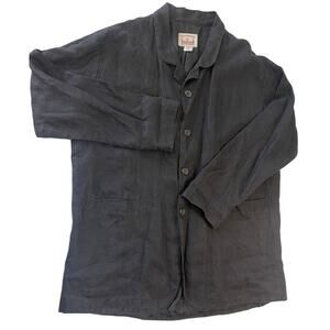 Vintage Haymaker Linen Chore Jacket Lithuania Cottage Farm Black Size Mens Large